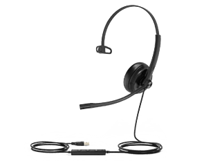 A single-earpiece wired headset, the Yealink UH34 Mono from DSL Telecom Somerset West